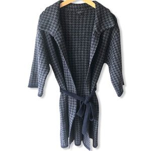 Chiara Mente Houndstooth‎ Belted Wool Sweater Sz M